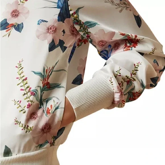 Ted Baker Floral Bomber Jacket - White and Multicolor NWT - Picture 11 of 11